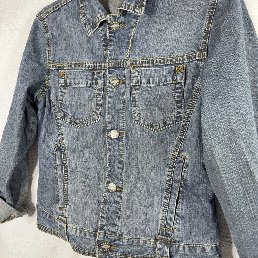 Cabi Womens Classic Denim Blue Jean‎ Jacket Size 8 Medium Wash Button Front